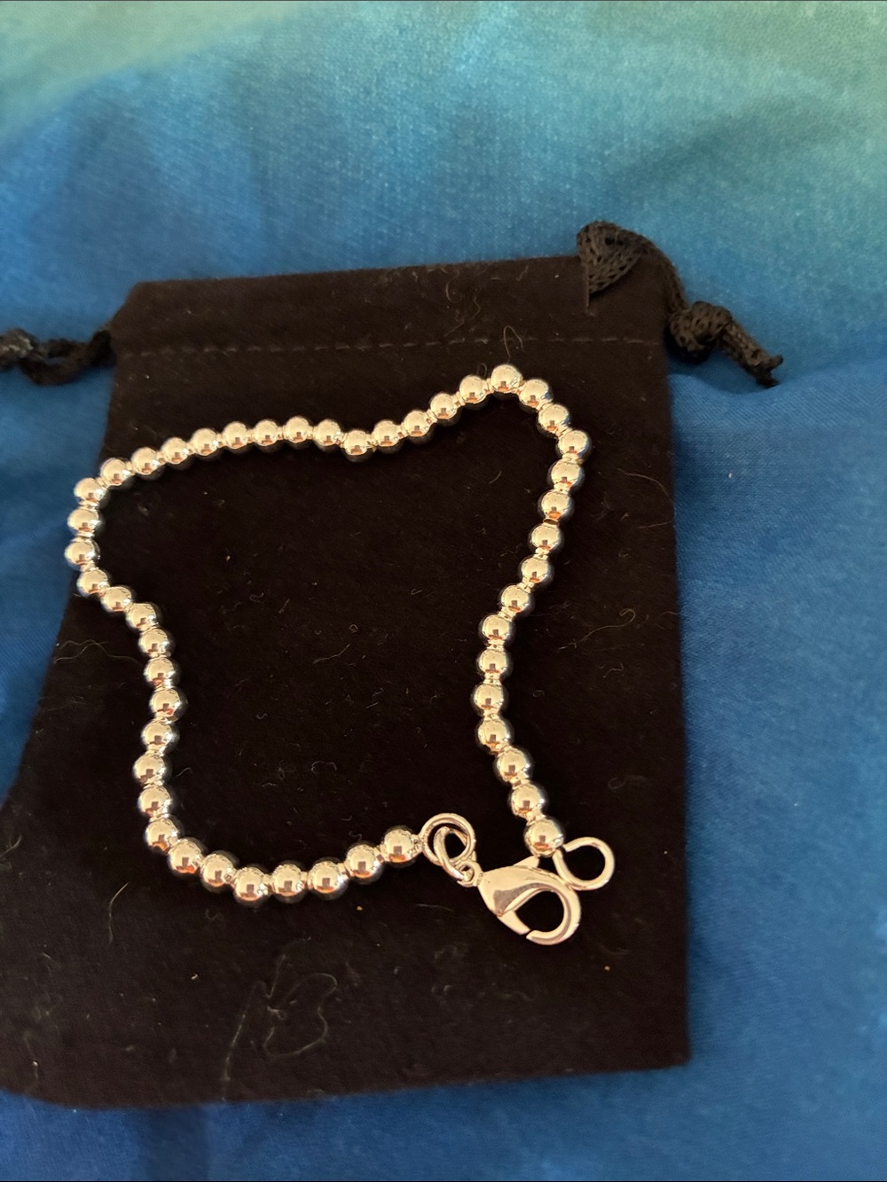 Sterling Silver plated layering Bead Bracelet in Silver